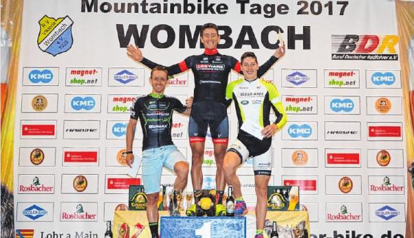 Das Siegerpodium beim Keiler Bike Marathon im vergangenen Jahr (von links): Sascha Starker, Maximilian Brandl, Andreas Schrottenbaum. FOTO STEFAN LEIDEL