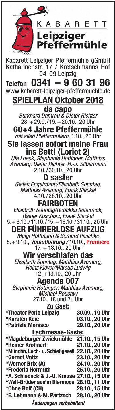 Kabarett Leipziger Pfeffermühle gGmbH Kabarett Leipziger Pfeffermühle gGmbH