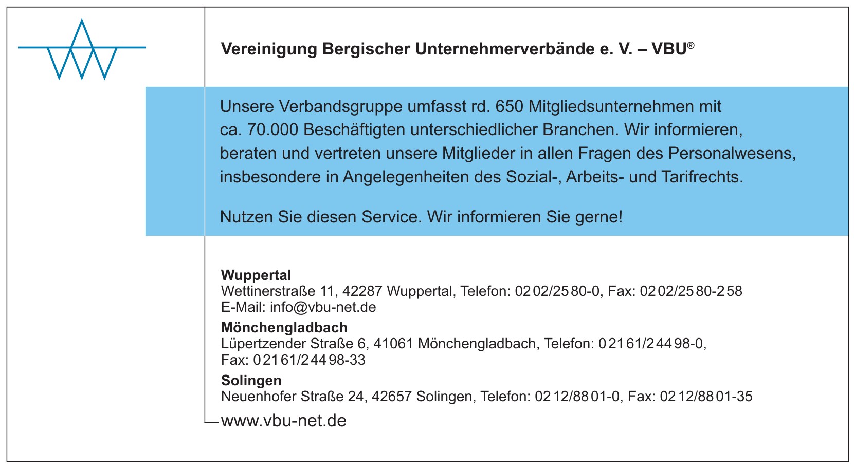 Vereinigung Bergischer Unternehmerverbände e. V. – VBU® Vereinigung Bergischer Unternehmerverbände e. V. – VBU®