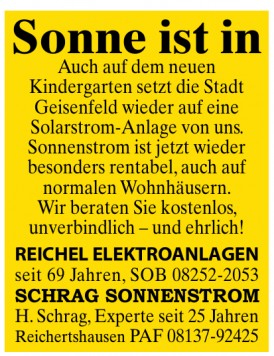 Reichel Elektroanlagen Schrag Sonnenstrom Reichel Elektroanlagen Schrag Sonnenstrom
