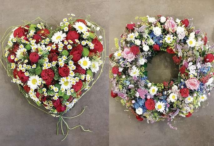 Trauerherz und Trauerkranz von Koehler Florist am Freilichtmuseum. FOTO: HFR Trauerherz und Trauerkranz von Koehler Florist am Freilichtmuseum. FOTO: HFR
