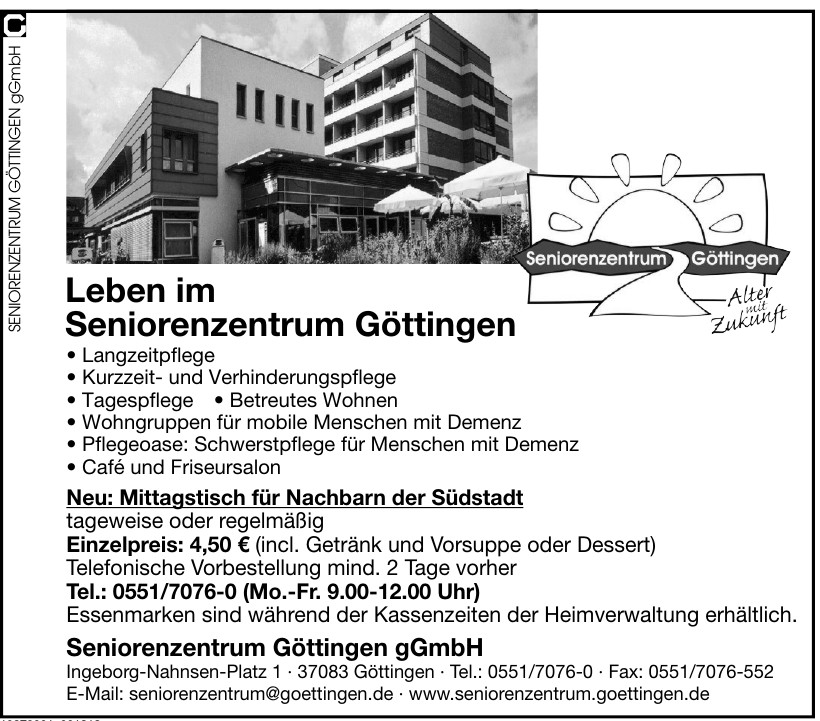 Seniorenzentrum Göttingen gGmbH Seniorenzentrum Göttingen gGmbH