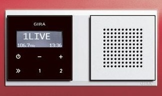 Dieses sogenannte Unterputz- Radio sitzt einfach in der Wand – so wie Lichtschalter und Steckdosen. Das vermeidet lästige Kabel und hält Arbeits- und Ablageflächen frei, Foto: djd/ZVSHK/Gira