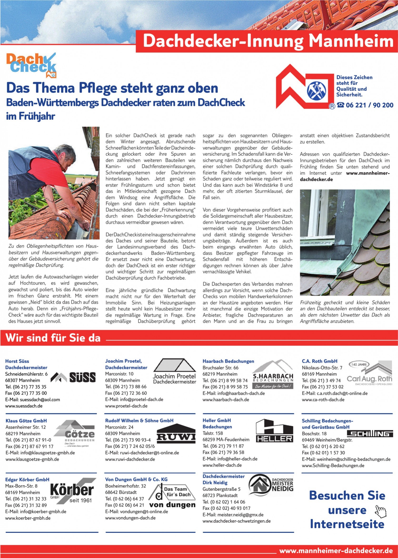 Dachdecker-Innung Mannheim Dachdecker-Innung Mannheim