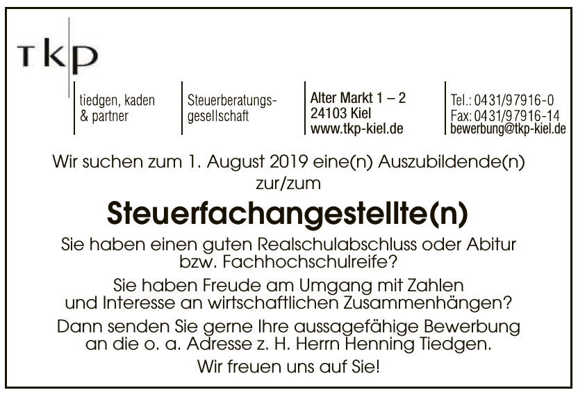 tkp tiedgen, kaden & partner Steuerberatungsgesellschaft tkp tiedgen, kaden & partner Steuerberatungsgesellschaft