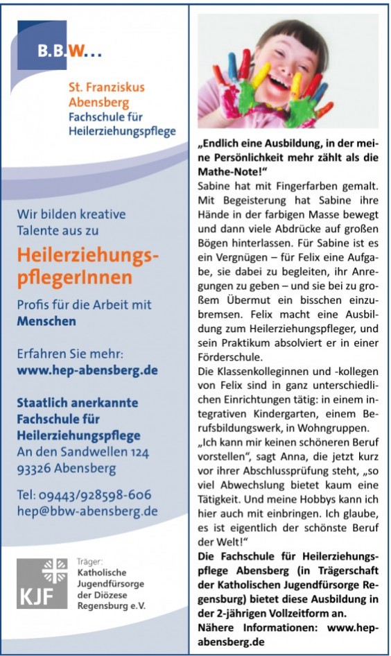 Staat. anerkannte Fachschule für Heilerziehungspflege der Katholischen Jugendfürsorge Regensburg e.V.