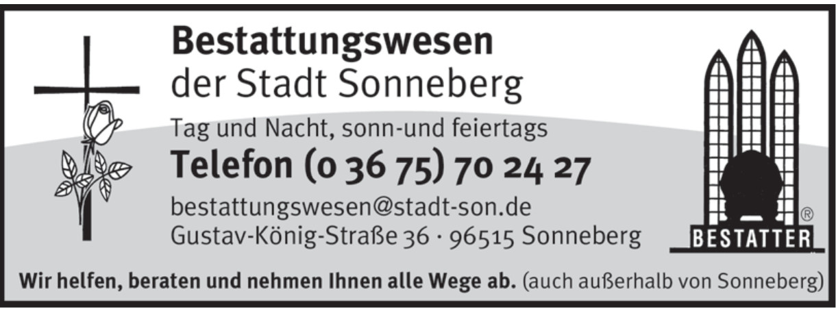 Bestattungswesen der Stadt Sonneberg Bestattungswesen der Stadt Sonneberg