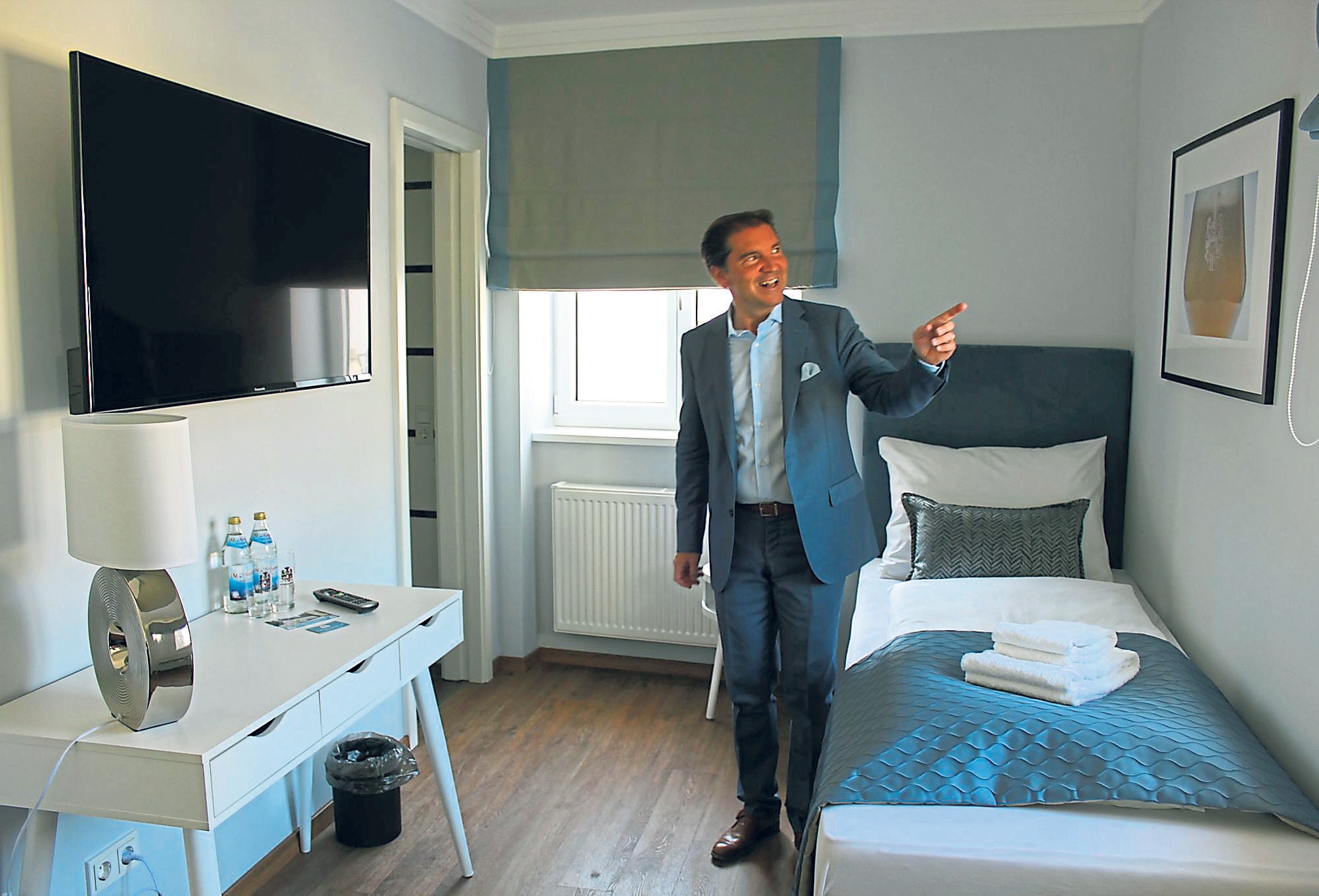 Im Inneren des Brauereihotels zur Schloss-Schmiede empfängt den Gast modernes Ambiente, das Baron Umberto von Beck-Peccoz am kommenden Sonntag beim Tag der offenen Tür gerne zeigt. Foto: Lauria