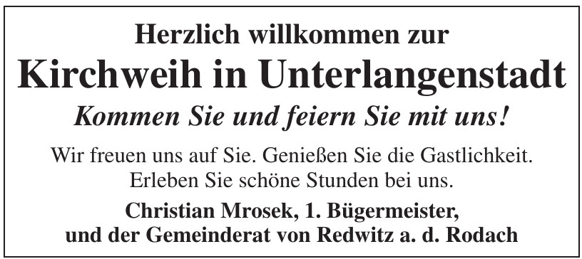 Kirchweih in Unterlangenstadt Kirchweih in Unterlangenstadt