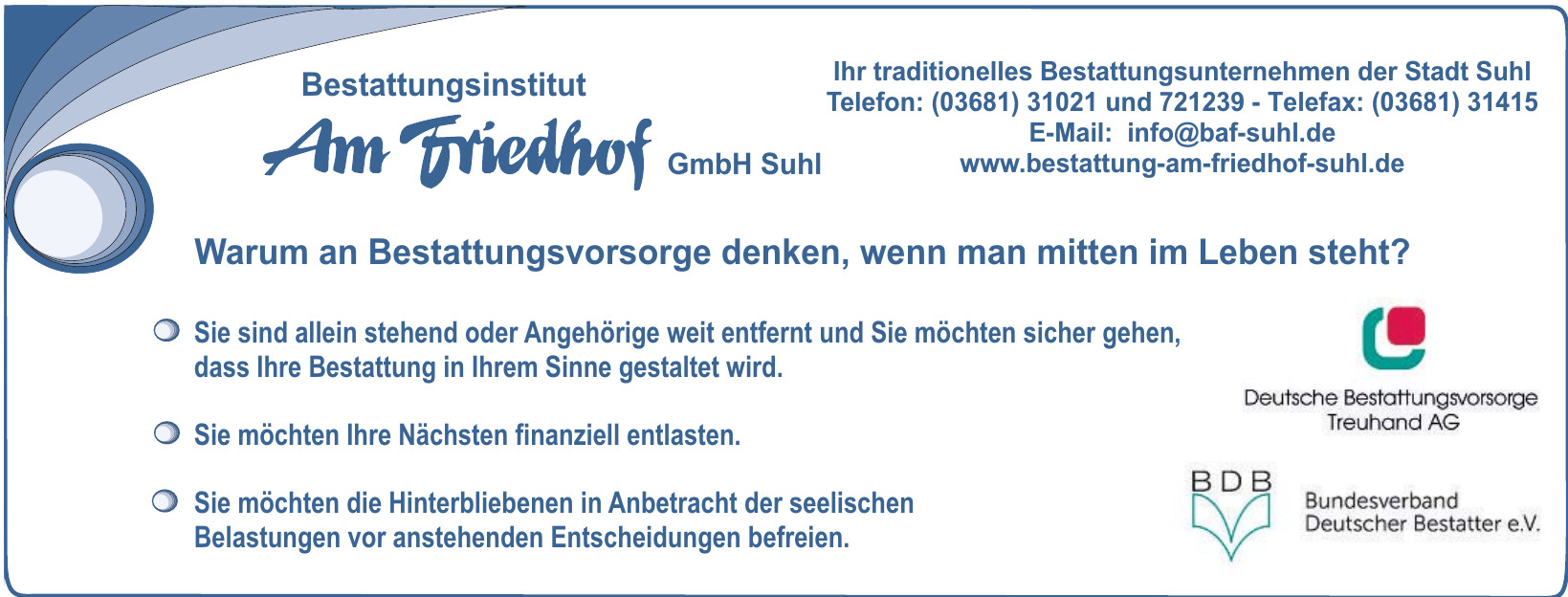 Bestattungsinstitut Am Friehof GmbH Suhl Bestattungsinstitut Am Friehof GmbH Suhl
