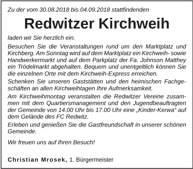 Redwitzer Kirchweih Redwitzer Kirchweih