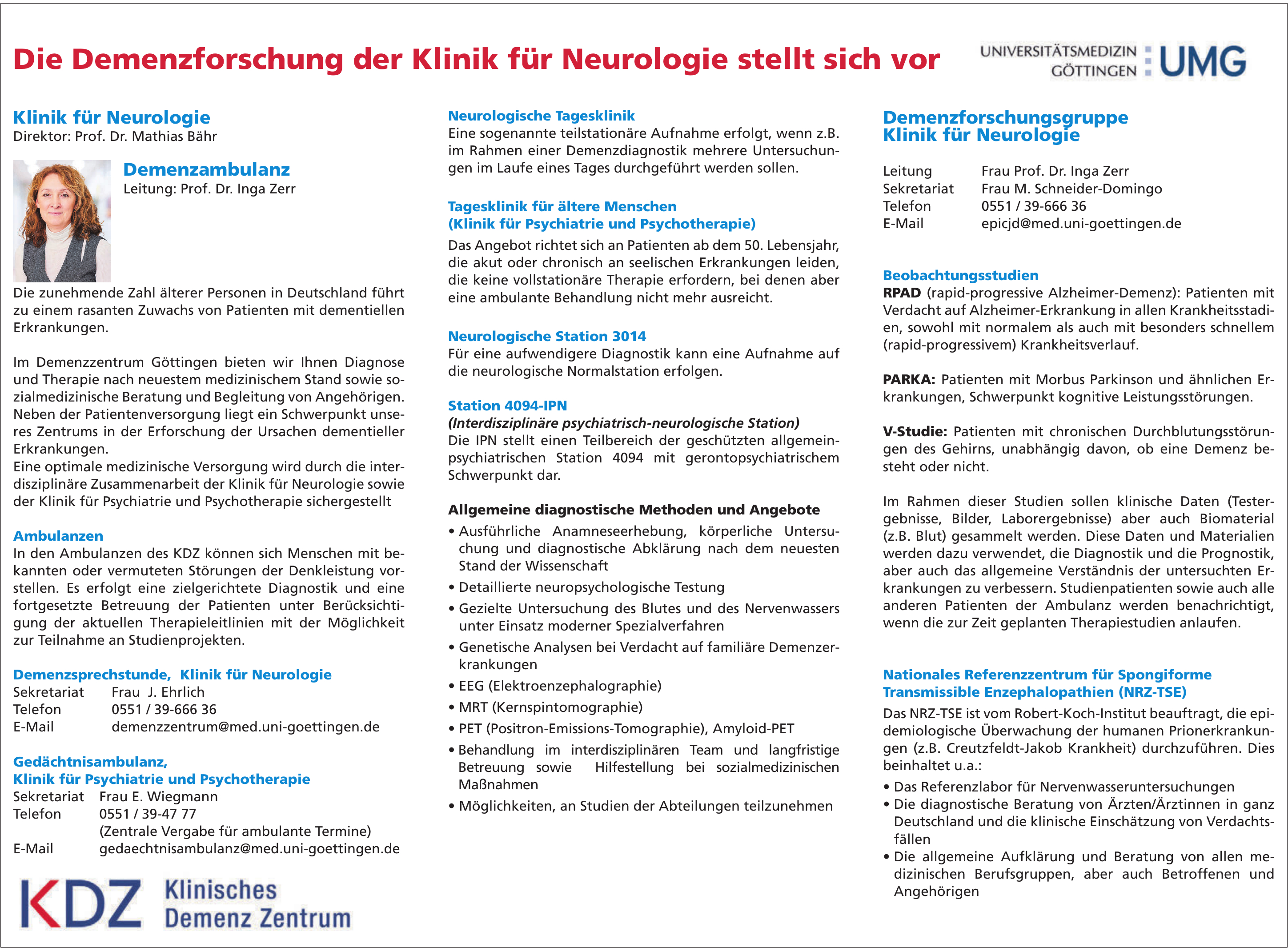 KDZ Klinisches Demenz Zentrum KDZ Klinisches Demenz Zentrum