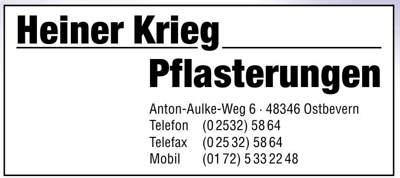Heiner Krieg Pflasterungen