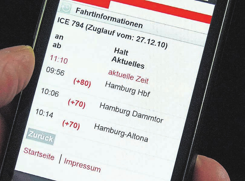 Schon heute zeigen die Apps der Verkehrsverbünde und der Bahn Verspätungen an. Zukünftig, so glaubt Ulrich Jaeger, empfiehlt die App anhand der Termine im Handykalender direkt die beste Verbindung. Foto: dpa Schon heute zeigen die Apps der Verkehrsverbünde und der Bahn Verspätungen an. Zukünftig, so glaubt Ulrich Jaeger, empfiehlt die App anhand der Termine im Handykalender direkt die beste Verbindung. Foto: dpa
