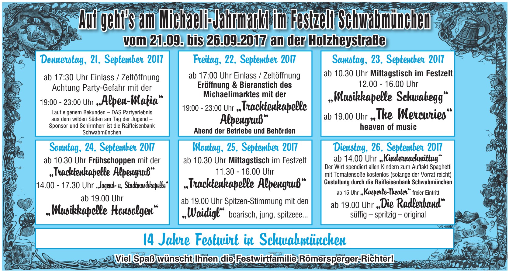 Michaeli-Jahrmarkt im Festzelt Schwabmünchen Michaeli-Jahrmarkt im Festzelt Schwabmünchen