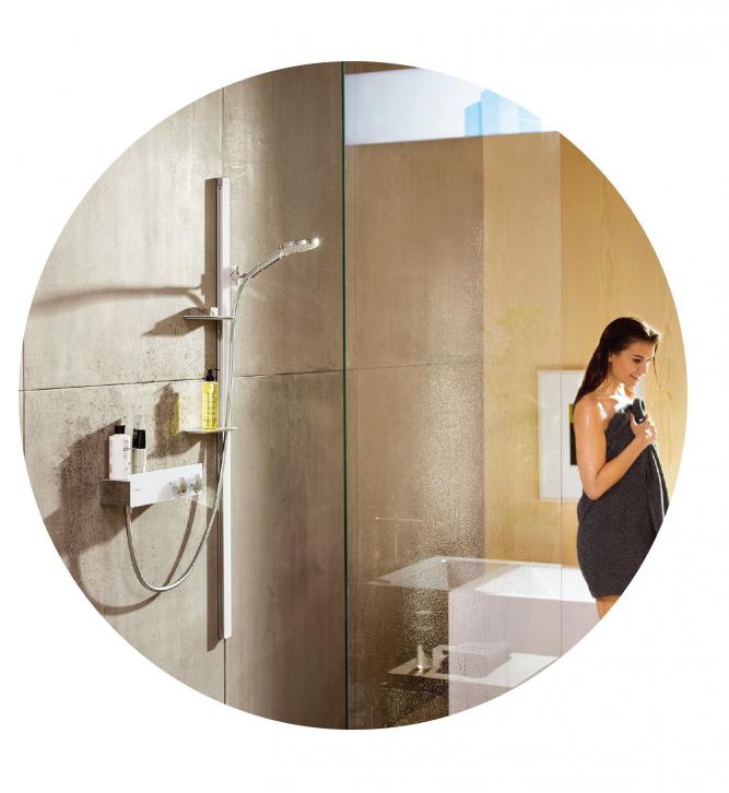 Komfortable Bedienung: Das Dusch-Set von Hansgrohe kombiniert Handbrause und Thermostat. Komfortable Bedienung: Das Dusch-Set von Hansgrohe kombiniert Handbrause und Thermostat.