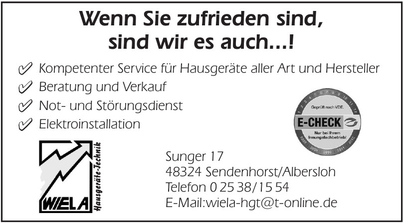 Wiela-Hausgeräte - Technik Wiela-Hausgeräte - Technik