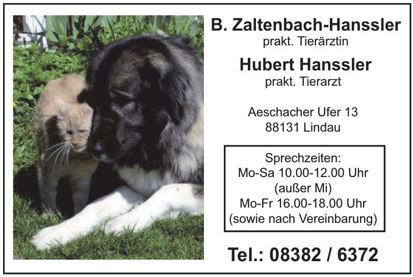 B. Zaltenbach-Hanssler prakt. Tierärztin, Hubert Hanssler prakt. Tierarzt
