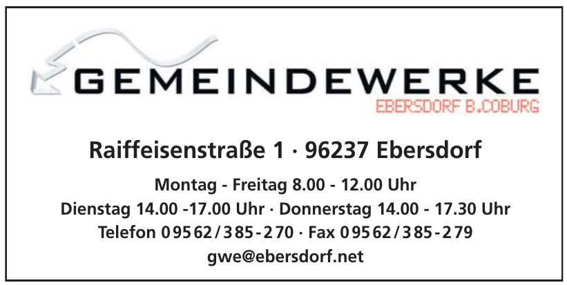 Gemeindewerke Ebersdorf B.Coburg Gemeindewerke Ebersdorf B.Coburg