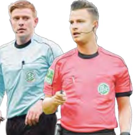 Pfeifen erstmals in der Bundesliga: Der Hannoveraner Robert Schröder (links) und Daniel Schlager (Rastatt).