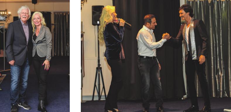 Claudia Zierke freute sich, Moderator Carlo von Tiedemann (l.) sowie die Sänger Volkan Baydar (gr. Bild Mitte) und den Tenor Silvio D‘anza auf der Bühne zu begrüßen