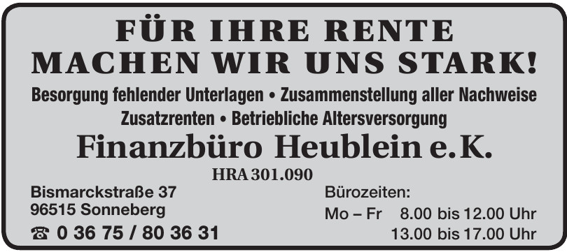 Finanzbüro Heublein e.K. Finanzbüro Heublein e.K.