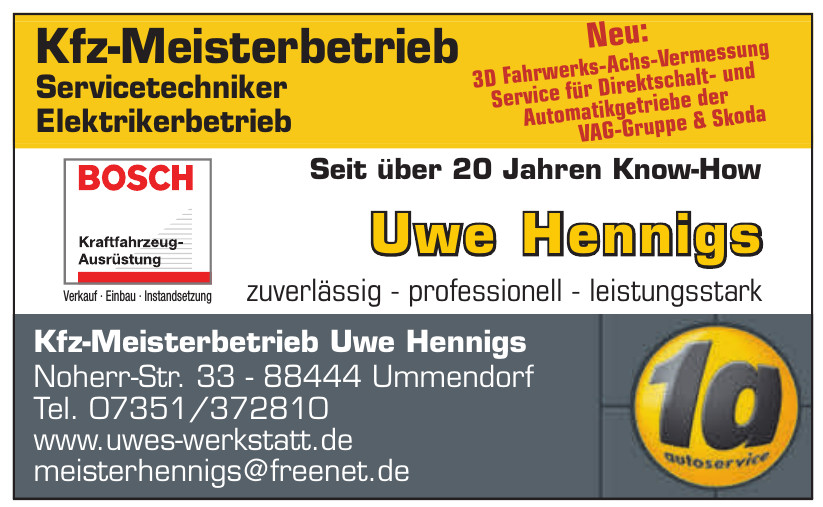 Kfz-Meisterbetrieb Uwe Hennigs Kfz-Meisterbetrieb Uwe Hennigs