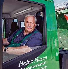 Fahrer Joachim Suckow fährt mit einem Container vor Fotos (2): Heinz Husen