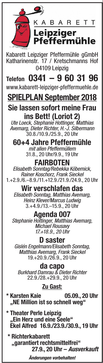 Kabarett Leipziger Pfeffermühle gGmbH Kabarett Leipziger Pfeffermühle gGmbH