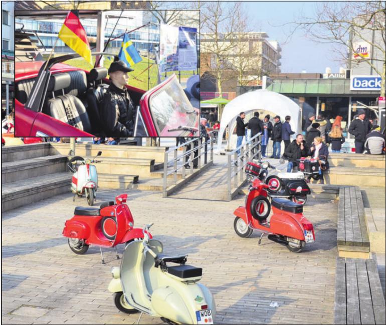 Der Vespa und der Käfer Club (kl. Foto) stellten ebenfalls in der Fußgängerzone aus. Der Vespa und der Käfer Club (kl. Foto) stellten ebenfalls in der Fußgängerzone aus.