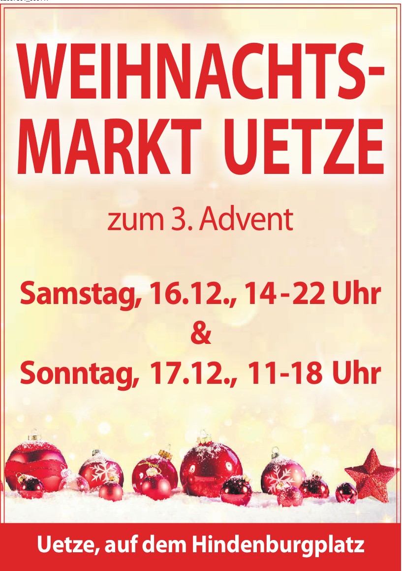 Weihnachtsmarkt Uetze zum 3. Advent Weihnachtsmarkt Uetze zum 3. Advent