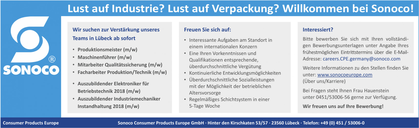Sonoco Consumer Products Europe GmbH Sonoco Consumer Products Europe GmbH