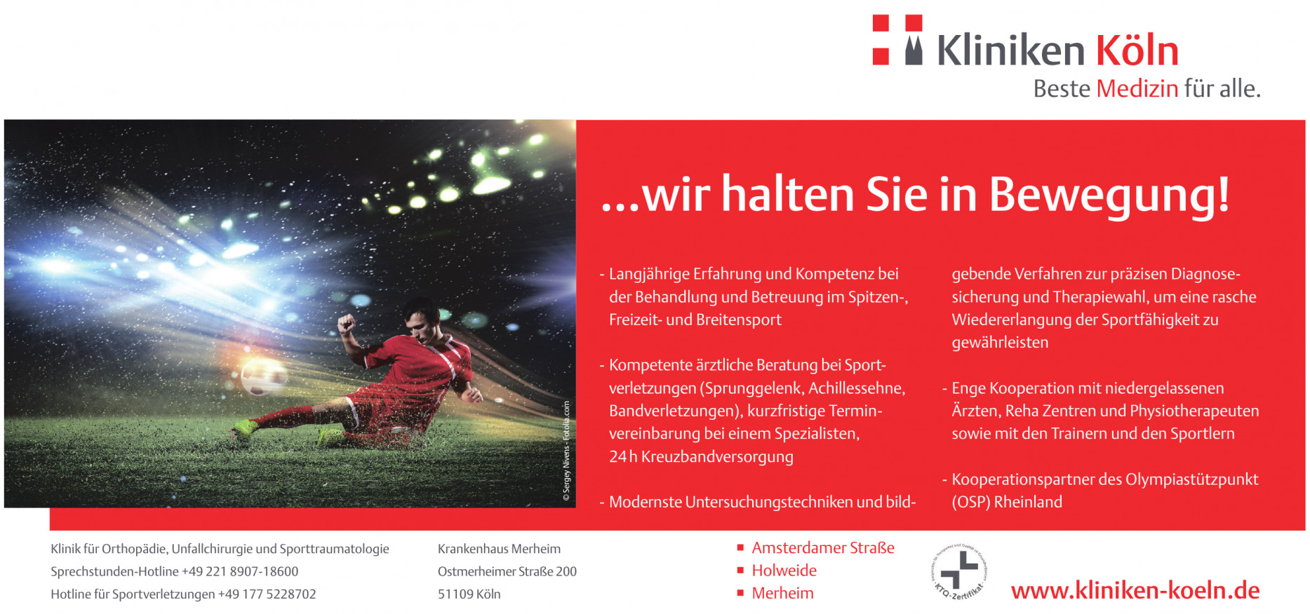 Krankenhaus Merheim - Klinik für Orthopädie, Unfallchirurgie und Sporttraumatologie Krankenhaus Merheim - Klinik für Orthopädie, Unfallchirurgie und Sporttraumatologie