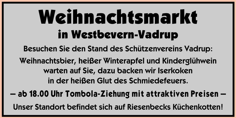Weihnachtsmarkt in Westbevern-Vadrup