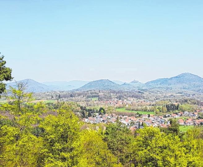 Der Vier-Burgen-Blick bei Gossersweiler-Stein liegt direkt am Felsenweg. Bild: Verein Südliche Weinstrasse Annweiler am Trifels Der Vier-Burgen-Blick bei Gossersweiler-Stein liegt direkt am Felsenweg. Bild: Verein Südliche Weinstrasse Annweiler am Trifels