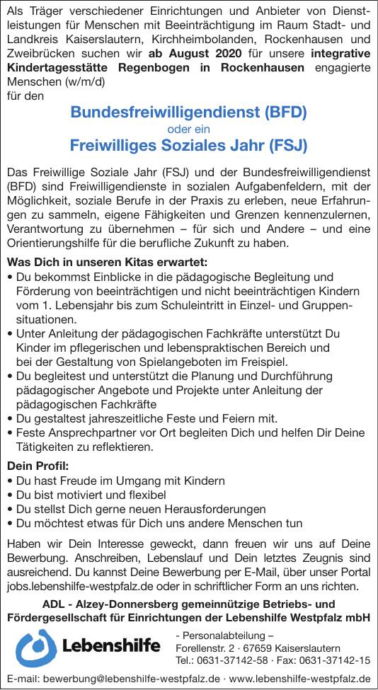 Bundesfreiwilligendienst (BFD),Freiwilliges Soziales Jahr ...