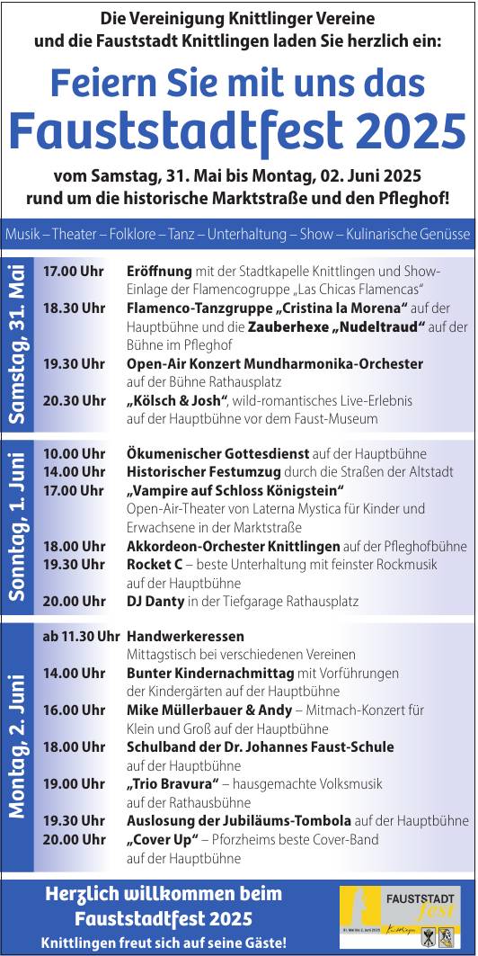 Fauststadtfest 2025 - Fauststadt Knittlingen