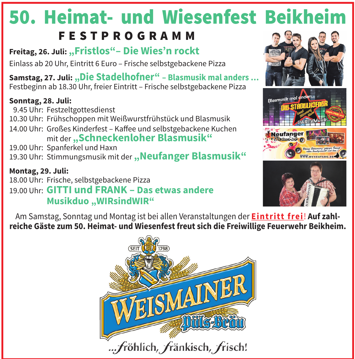 50. Heimat- und Wiesenfest Beikheim 50. Heimat- und Wiesenfest Beikheim