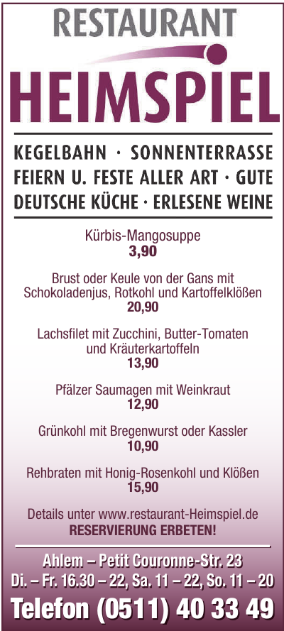 Restaurant Heimspiel Restaurant Heimspiel