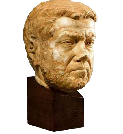 Römischer Männerkopf aus Marmor, ca. 17 cm hoch, mit expressiver Physiognomie, severischer Stil, um 200 n. Chr. – Startpreis: 4.500 Euro