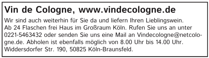 Vin de Cologne Vin de Cologne