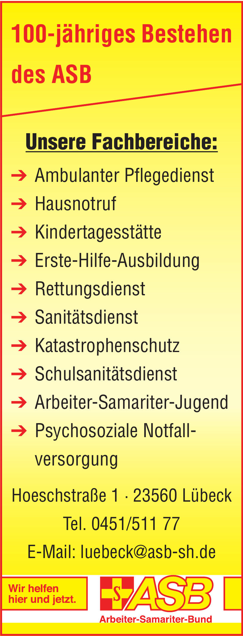 Arbeiter-Samariter-Bund Regionalverband Lübeck Arbeiter-Samariter-Bund Regionalverband Lübeck