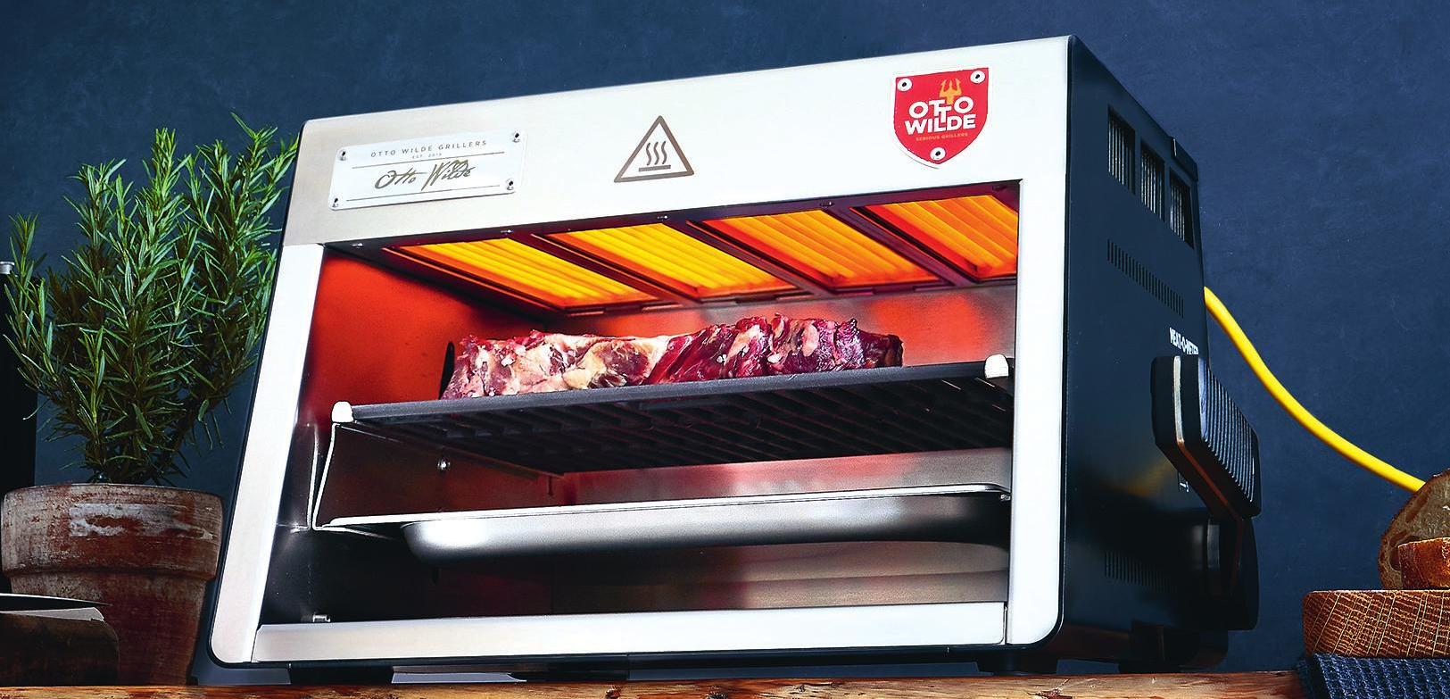 Ottos Elektro-O.F.B. erreicht mit zwei Quarz-Strahlergruppen bis 800 Grad Celsius. Ottos Elektro-O.F.B. erreicht mit zwei Quarz-Strahlergruppen bis 800 Grad Celsius.