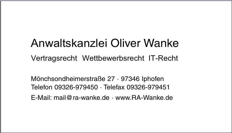 Anwaltskanzlei Oliver Wanke Anwaltskanzlei Oliver Wanke