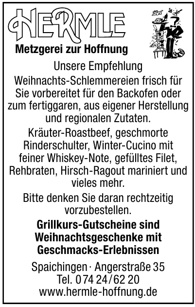 Metzgerei und Gasthaus “Zur Hoffnung” <br> Karl Hermle Metzgerei und Gasthaus “Zur Hoffnung” <br> Karl Hermle
