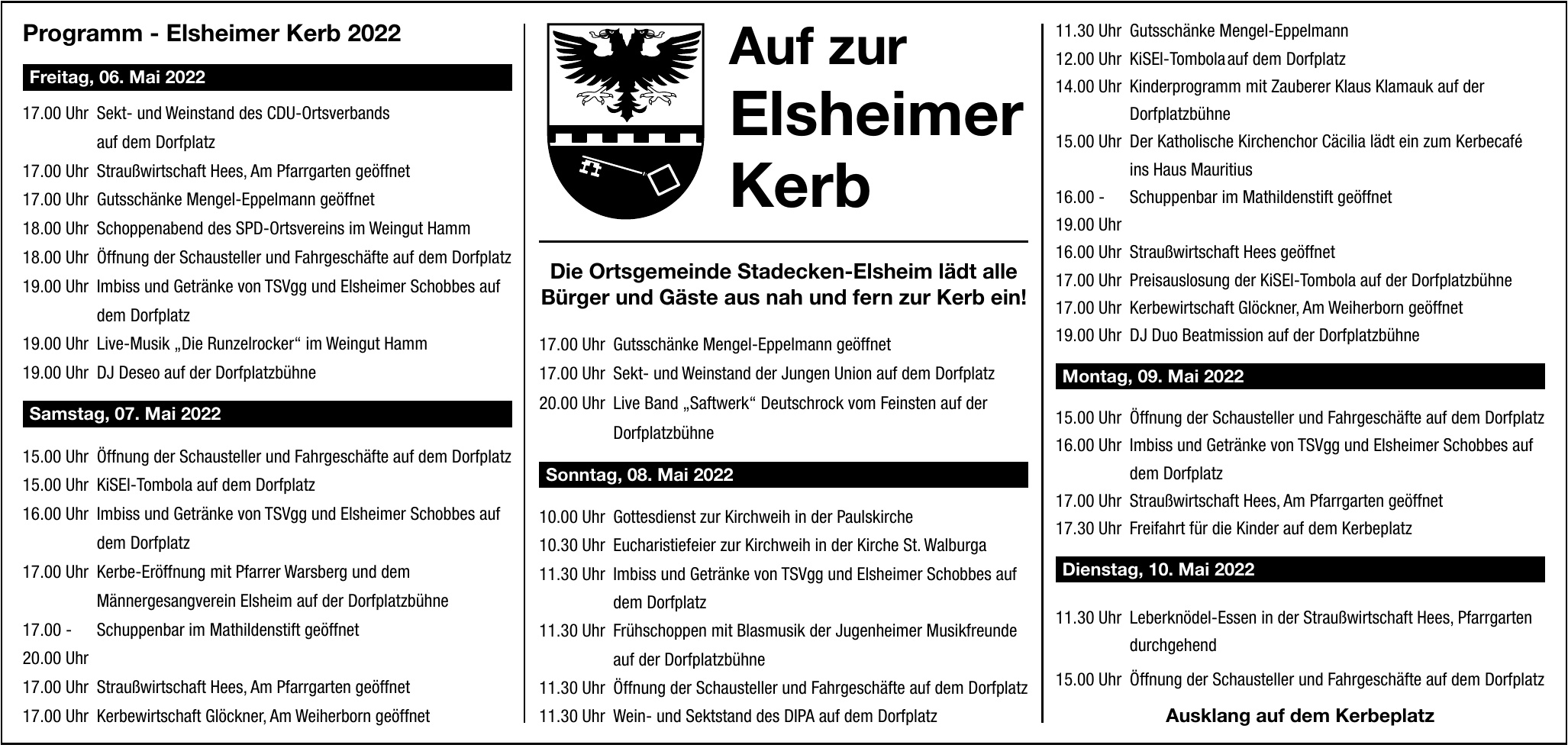 Programm - Elsheimer Kerb 2022