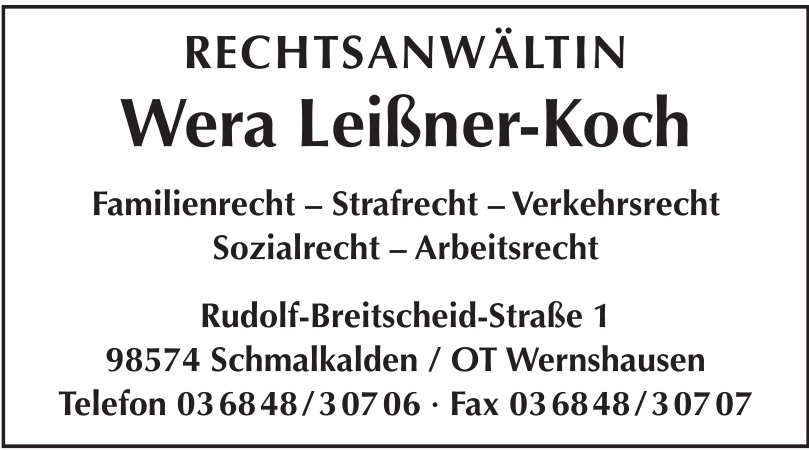 Rechtsanweltin Wera Leißner-Koch Rechtsanweltin Wera Leißner-Koch