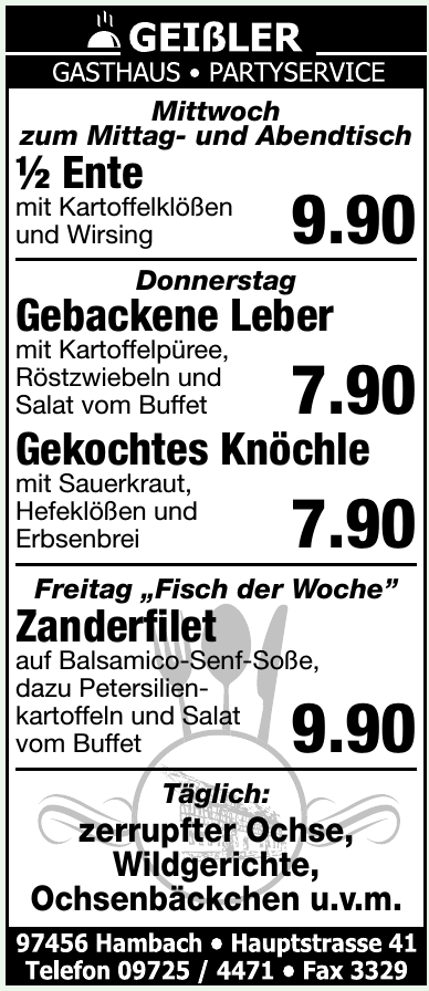 Geißler Gasthaus - Partyservice Geißler Gasthaus - Partyservice