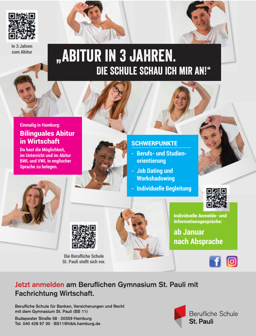 Berufliche Schule für Banken, Versicherungen und Recht mit dem Gymnasium St. Pauli Berufliche Schule für Banken, Versicherungen und Recht mit dem Gymnasium St. Pauli