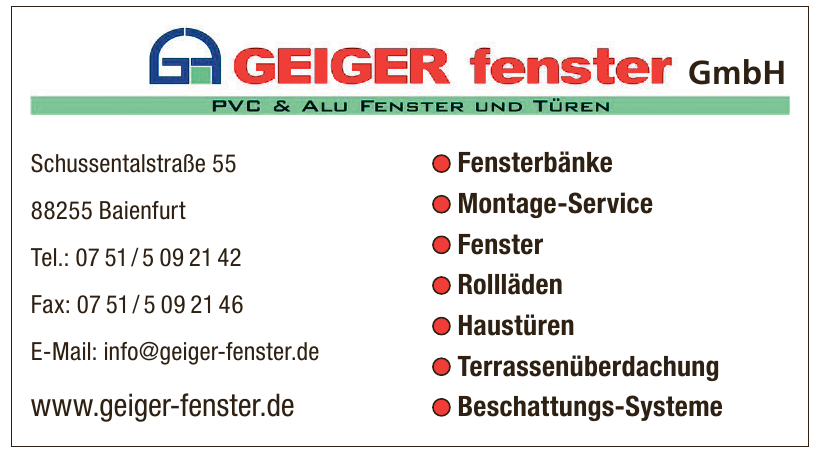Geiger Fenster GmbH Geiger Fenster GmbH